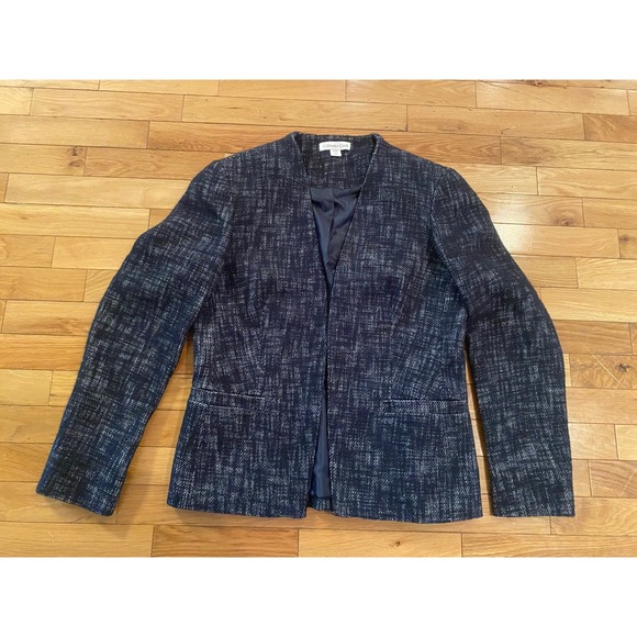 Coldwater Creek Blazer Jacket women's Size 4 / 6 Blue Gray Textured Cotton Blend - Picture 1 of 5